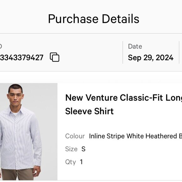 Lululemon New Venture Classic Fit LS Shirt ISWB Blue/White Thin Stripe - Picture 9 of 9